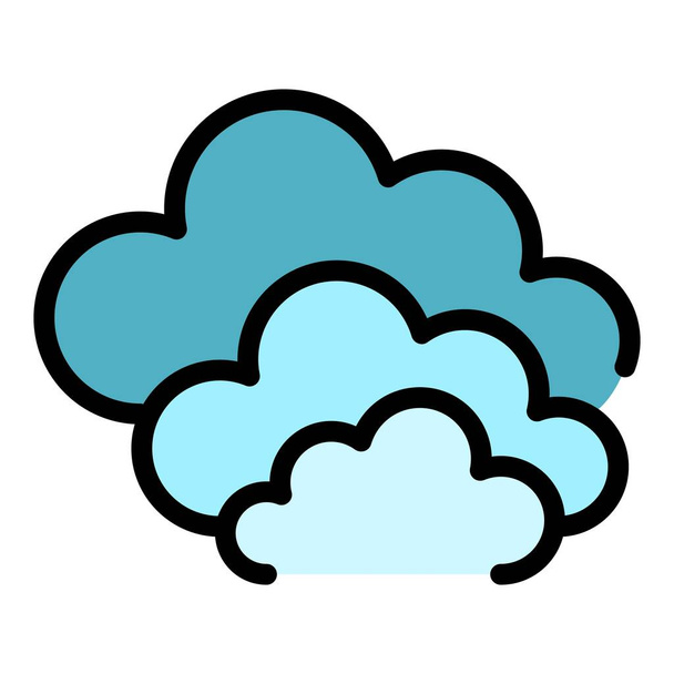 Cloudy sky icon color outline vector - Vector, imagen