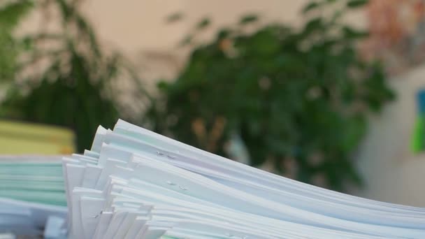 Office, accounting and overworking - hands are placing a huge stack of documents for processing. - Filmmaterial, Video