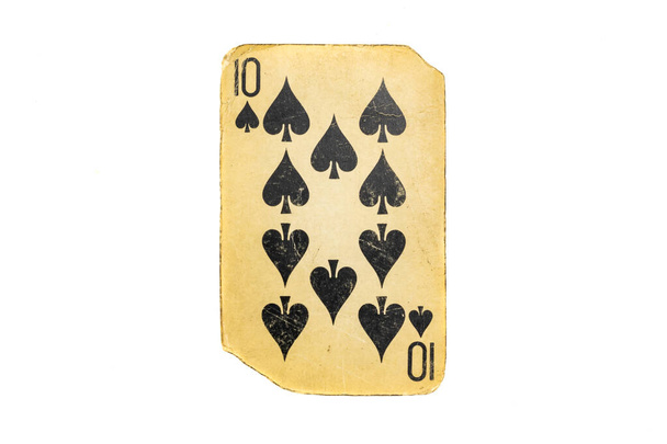 régi piszkos póker kártya elszigetelt fehér - Fotó, kép