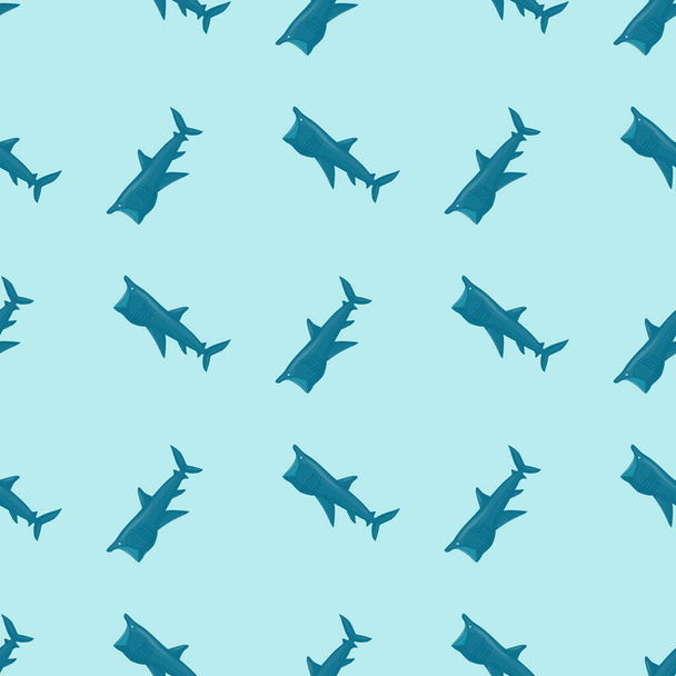 Basking shark seamless pattern in scandinavian style. Marine animals background. Vector illustration for children funny textile prints, fabric, banners, backdrops and wallpapers. - ベクター画像