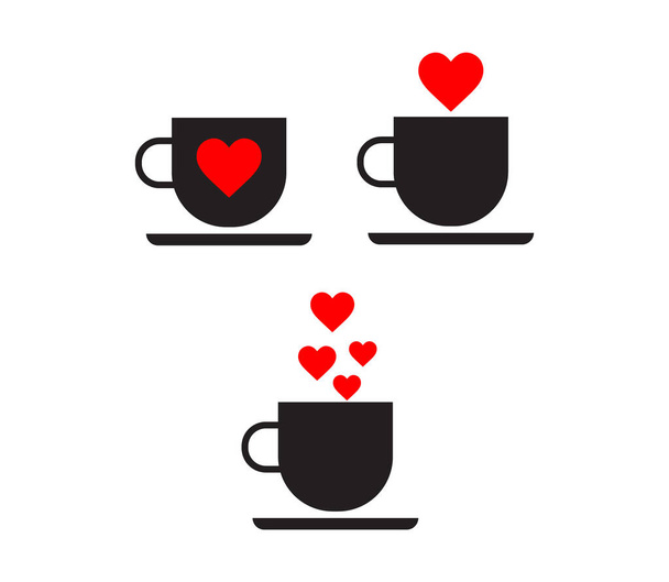 coffee cup with hearts on white - Vektor, Bild