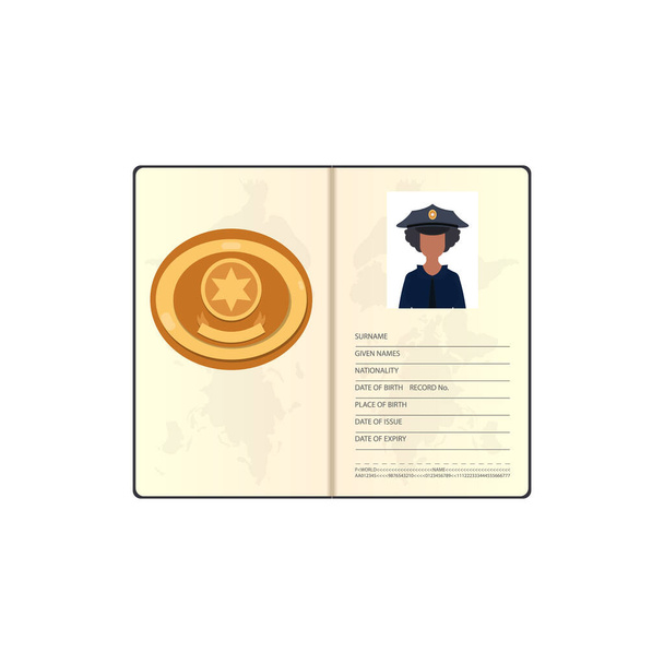 Female ID police documents vector illustration flat icon isolated. - Wektor, obraz