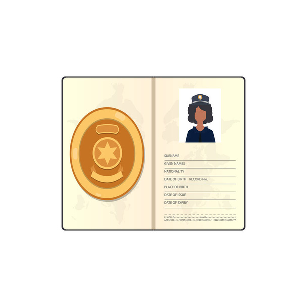 Female ID police documents vector illustration flat icon isolated. - Vettoriali, immagini