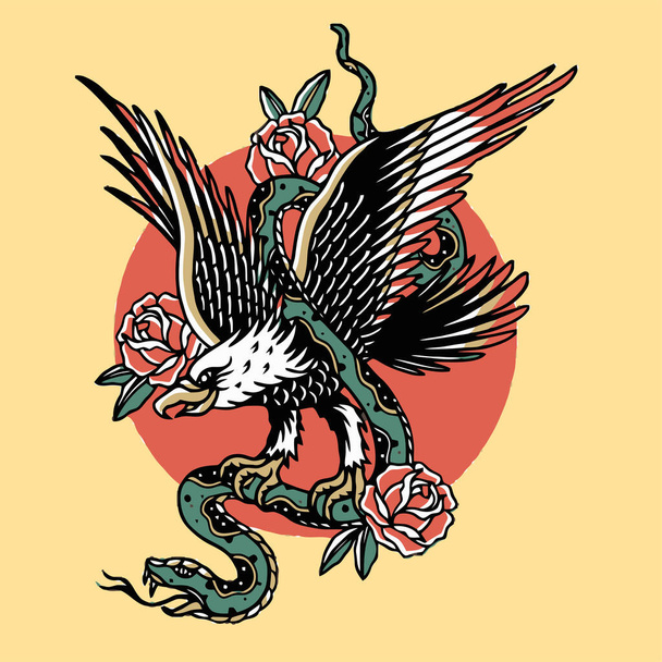 αετός και φίδι σχέδιο τέχνης - Διάνυσμα, εικόνα