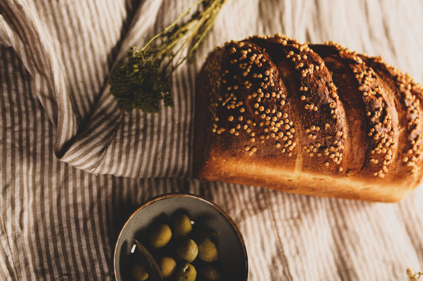 delicious natural aesthetic baked bread - Fotoğraf, Görsel