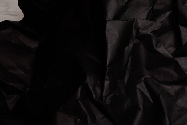noir froissé papier froissé fond grunge texture toile de fond - Photo, image