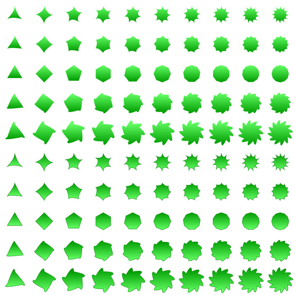 グリーン変形多角形図形のコレクション - ベクター画像