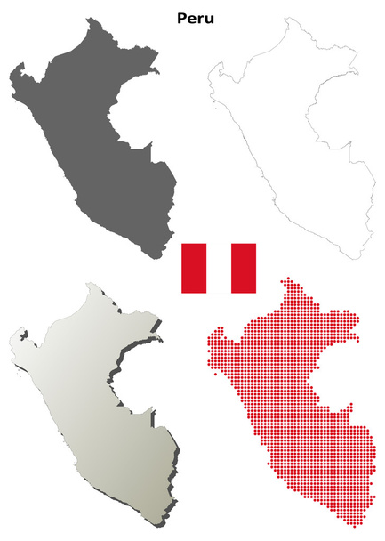 Peru outline map set - Vector, Image