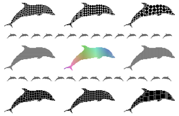 Sílhuetas de golfinhos
 - Vetor, Imagem
