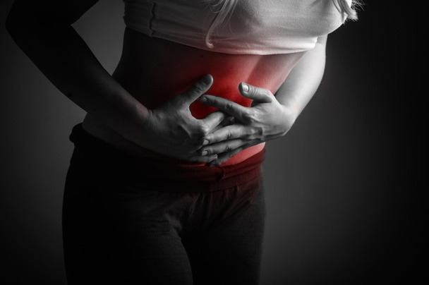 Lady abdominal pain. Black and white - Fotó, kép
