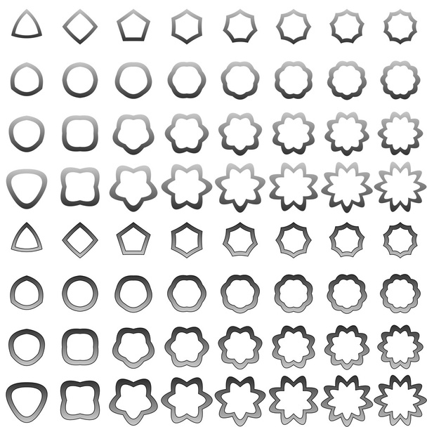 Grey curved polygon shape collection - Vector, Image