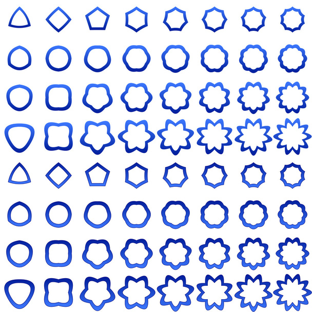 青い曲線多角形図形のコレクション - ベクター画像