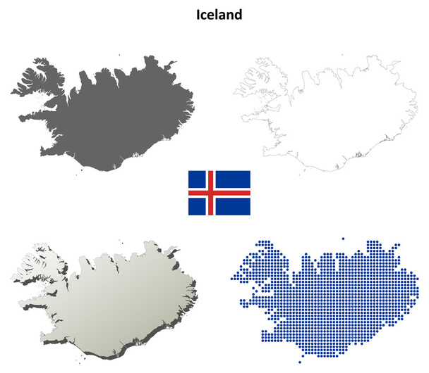 Prázdné detailní vrstevnicové mapy Islandu - Vektor, obrázek