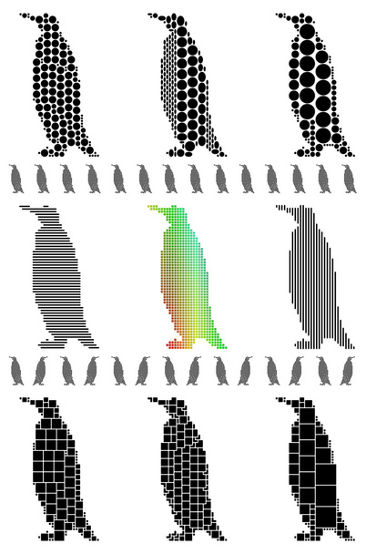 pingvin sziluettek - Vektor, kép