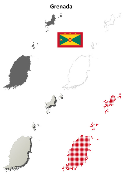 Grenada blank detailed outline map set - Vector, Image