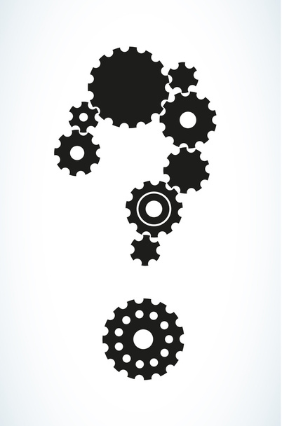 question mark created from cog wheels - Vector, Image
