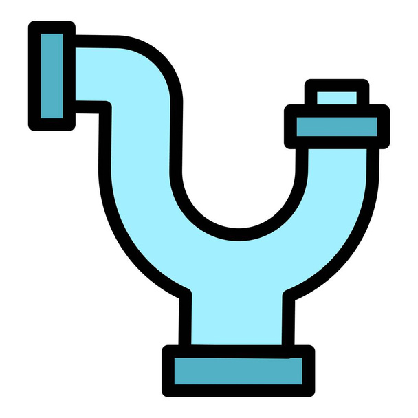 Sanitary pipe icon color outline vector - Vector, Imagen