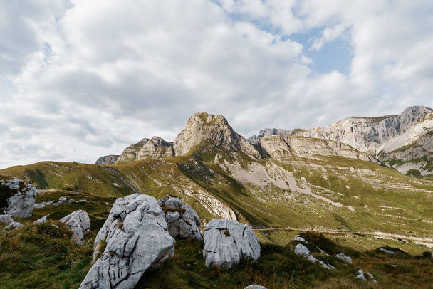 Huge boulders on the Saddle Pass in Durmitor National Park - Fotó, kép
