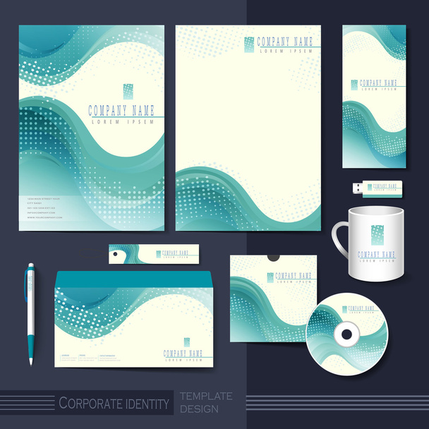 smooth curve lines background corporate identity set  - Vector, Image