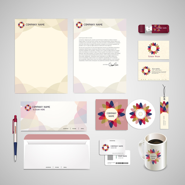 abstract flower symbol background corporate identity set - Διάνυσμα, εικόνα