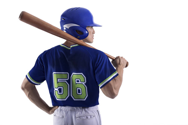 Zadní pohled baseballový hráč izolované na bílém pozadí - Fotografie, Obrázek
