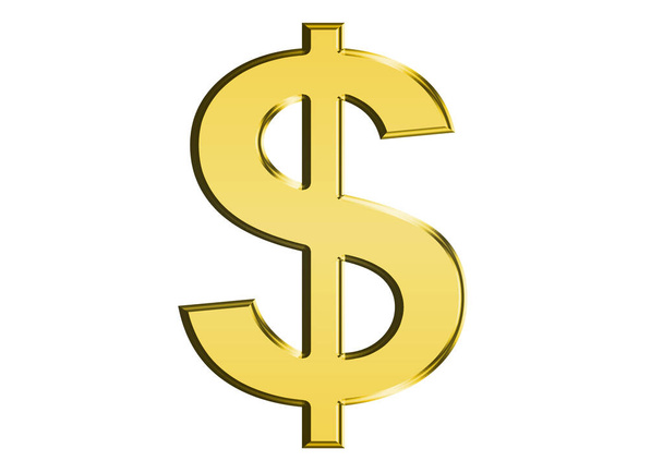 Golden dollar symbol isolated from the background - Foto, immagini