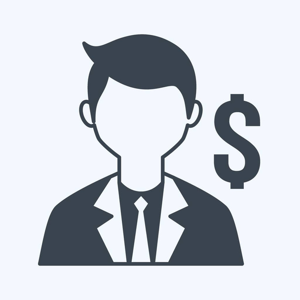 Banker Icon in trendy glyph stijl geïsoleerd op zachte blauwe achtergrond - Vector, afbeelding