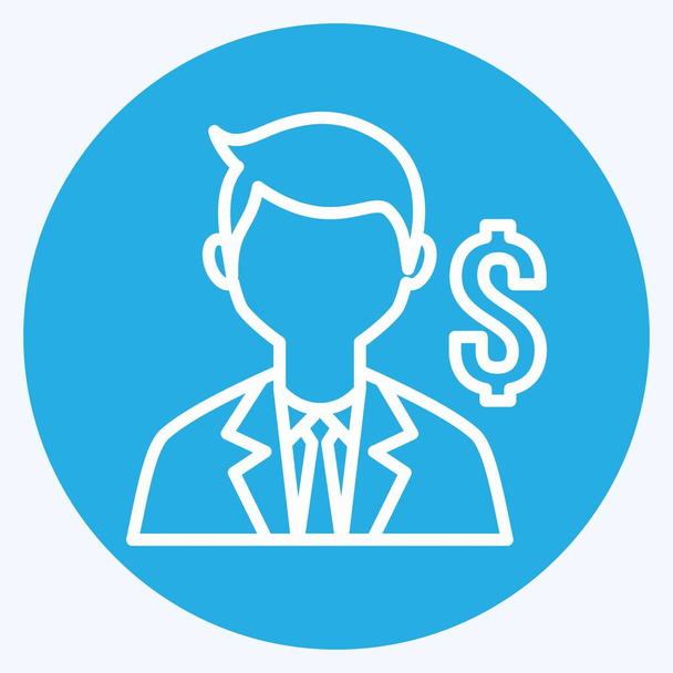 Banker Icon in trendy blue eyes style isolated on soft blue background - Вектор,изображение