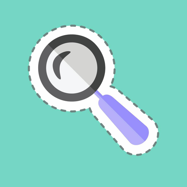 Magnifier Sticker in trendy line cut isolated on blue background - Вектор,изображение
