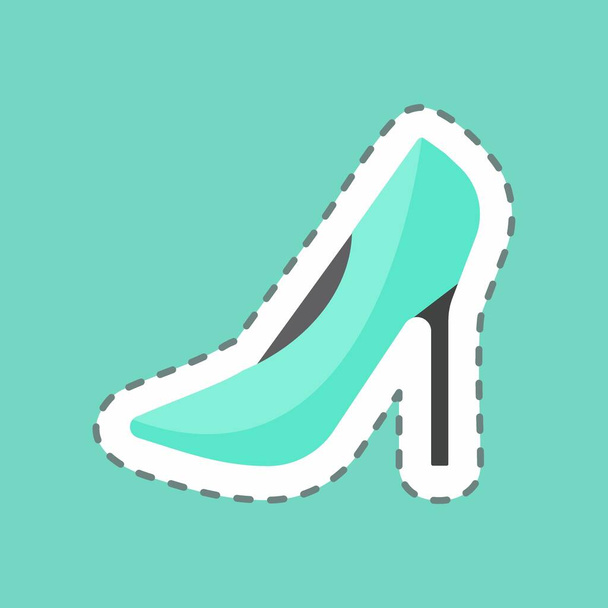 Stilettos Sticker in trendy line cut isolated on blue background - Vector, Image