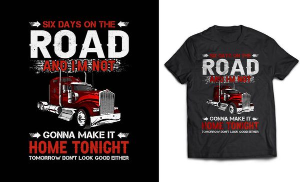 Trucker tshirt ontwerp vrachtwagen chauffeur vervoer beroep illustratie vector voor badge, t-shirt, sticker, label - Vector, afbeelding