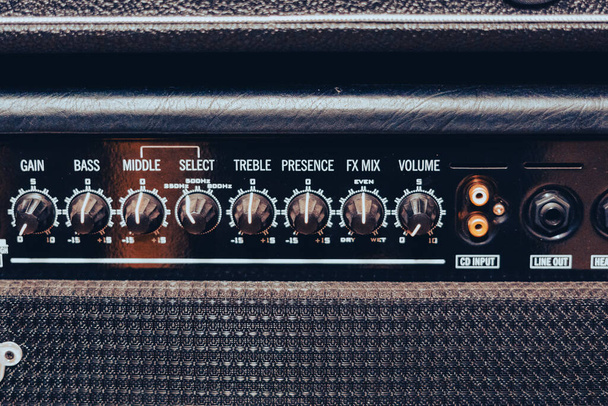 Close-up macro view of close-up electric guitar amplifier - Photo, Image