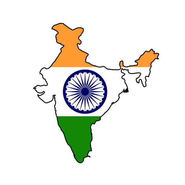 India flag on map - Фото, изображение