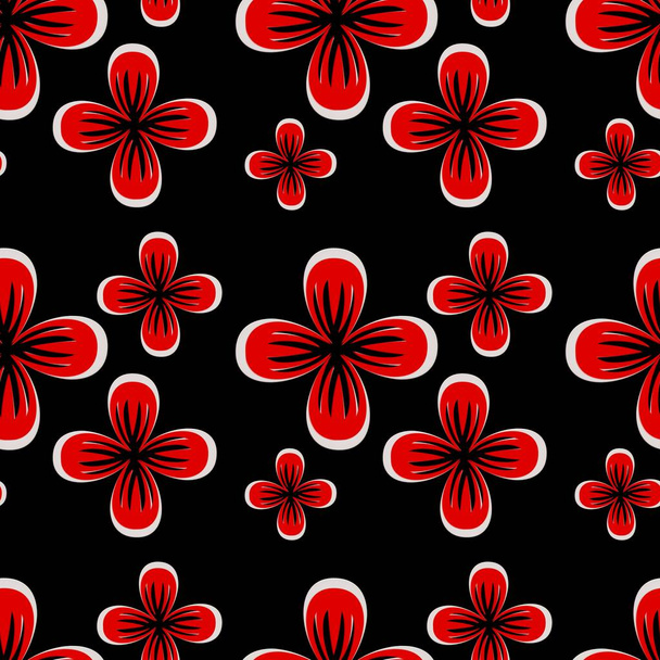Fondo floral sin costuras. Textura roja negra con patrón floral abstracto. Diseño repetitivo. - Foto, imagen