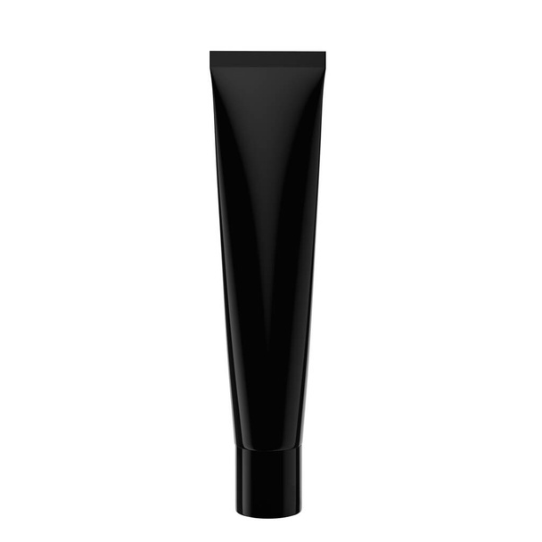 Black cream tube cosmetic container Isolated on white - Foto, afbeelding