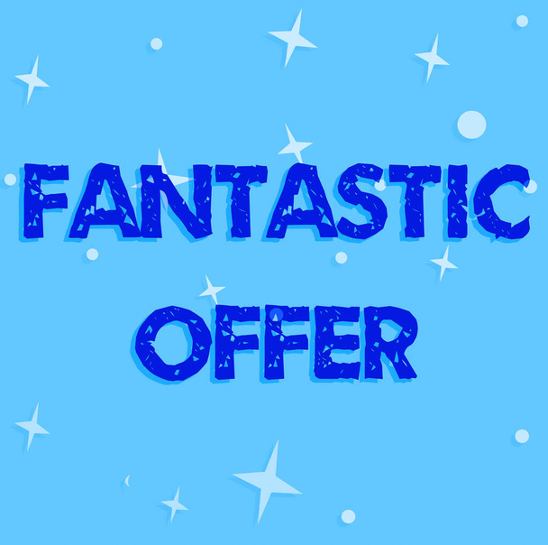 Sign displaying Fantastic Offer. Business overview a marketing strategy which helps in captivating more customers Line Illustrated Backgrounds With Various Shapes And Colours. - Photo, Image