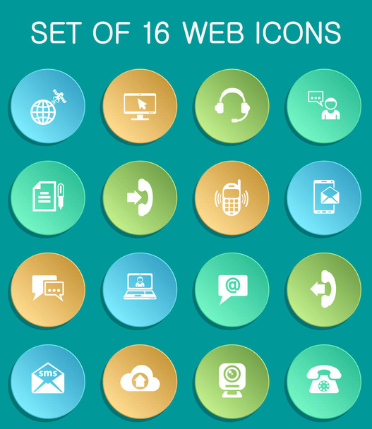 iconos web de comunicación en ronda de colores - Vector, imagen