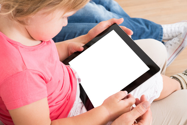 Small Girl Using Digital Tablet - Fotoğraf, Görsel