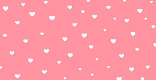 Panoramisch patroon roze achtergrond met veel witte harten - Vector illustratie - Vector, afbeelding