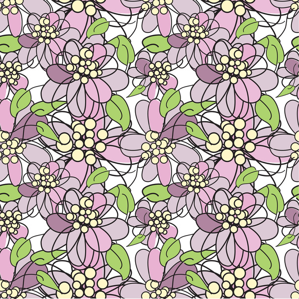 Violet flowers - seamless pattern - Wektor, obraz