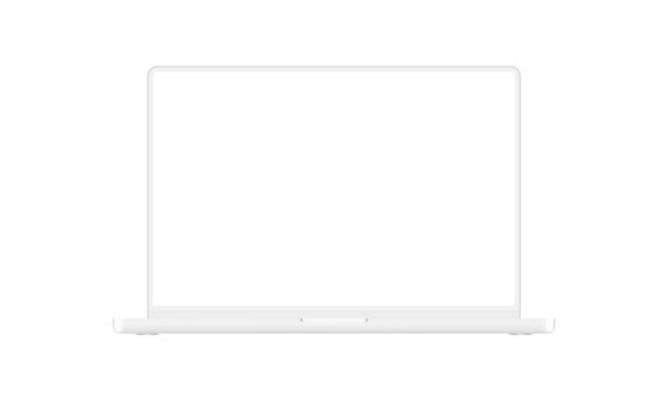 Modern Clay Laptop Mockup, Front View, Isolated on White Background. Vector Illustration - Vector, Image