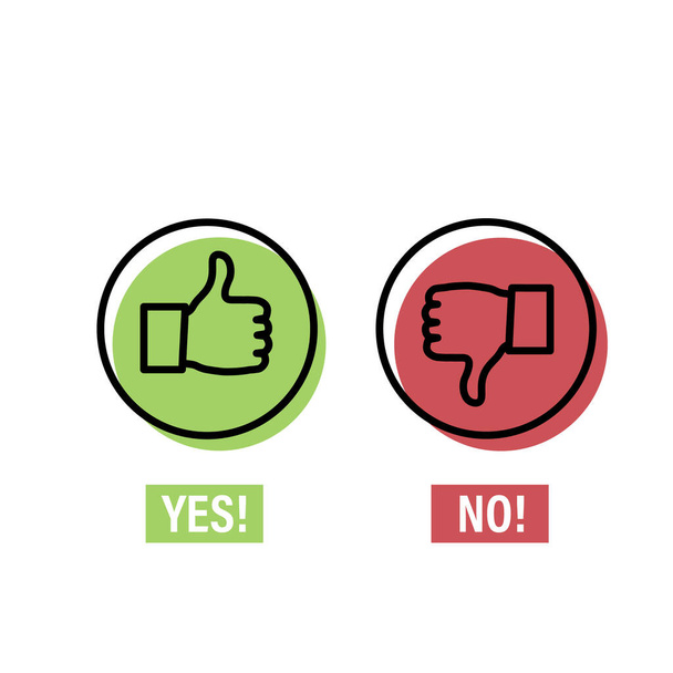 Selection buttons between "no" and "yes". Positive and Negative emotion Symbol. isolated vector illustration. - Vektor, kép