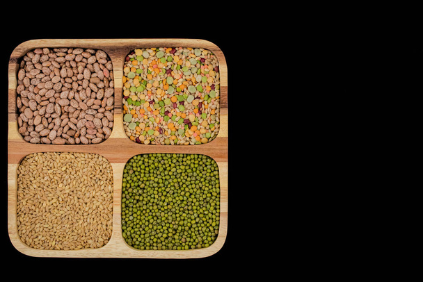 close up green ,yellow  peas and beans mix background - Fotó, kép