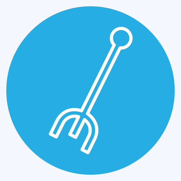 Gardening Fork Icon in trendy blue eyes style isolated on soft blue background - Вектор,изображение