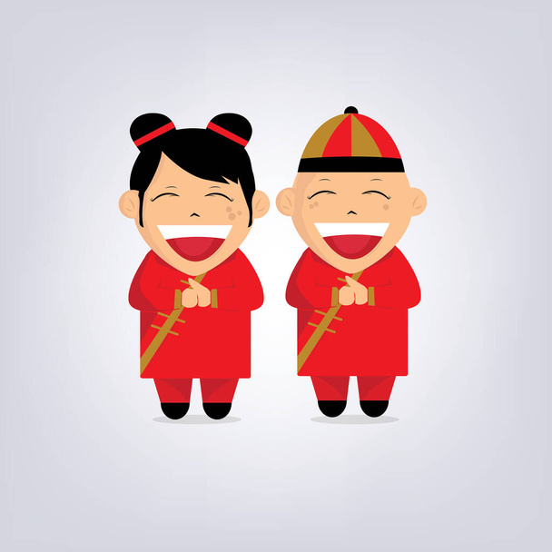 Chinese new year couple. vector People characters  - Vector, Image