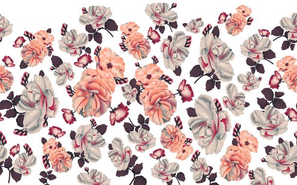 Design de borda de flor de rosa seca sem costura - Foto, Imagem