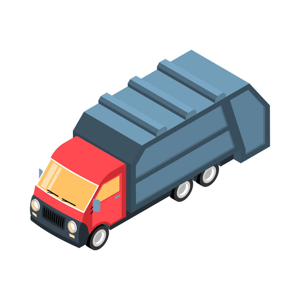 Σκουπίδια φορτηγό ισομετρική σύνθεση - Διάνυσμα, εικόνα