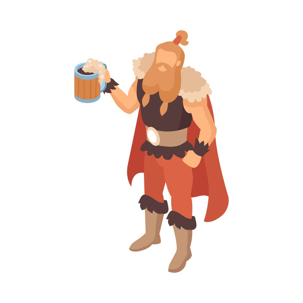 Viking With Beer Composition - Vecteur, image