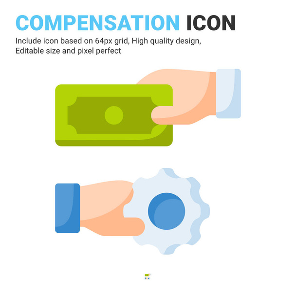 Compensation icon vector with flat color style isolated on white background. Vector illustration retribution sign symbol icon concept for business, finance, industry, company, apps, web and project - Vettoriali, immagini