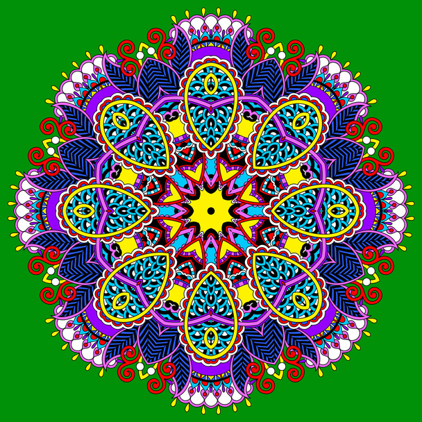 Circle lace ornament, round ornamental geometric doily pattern - Вектор,изображение